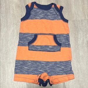 4/$30 Orange and Blue Striped Baby Romper